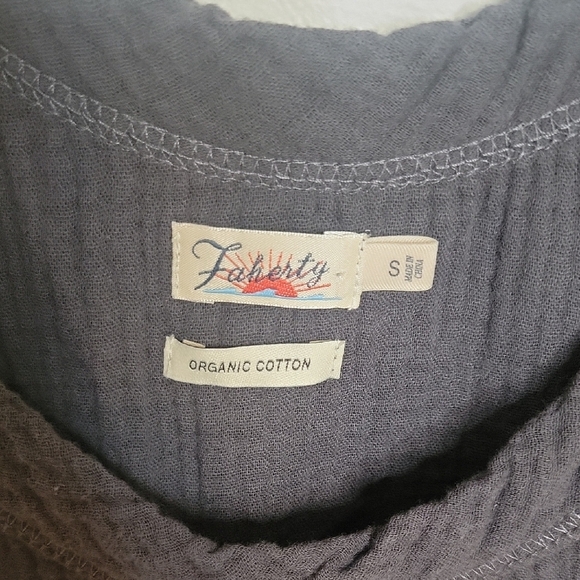 Faherty Charcoal Muslin 100% Cotton Tank Top Sz Small - Picture 2 of 4